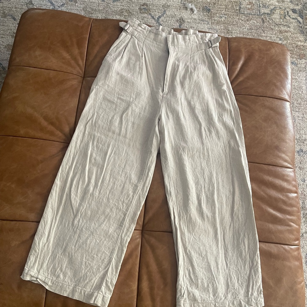 High-Waisted Cream Wide-Leg Pants